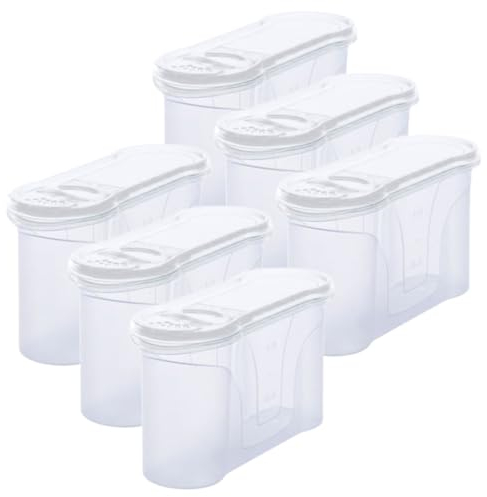 Novaliv Schüttdosen 6er SET Vorratsdose zum Streuen 1,3 Liter - Maße (LxBxH): 22 x 13 x 8,5 cm - Dose mit Deckel 1l für Müsli Mehl Zucker Dosen Küchen Organizer Food Box Meal-Prep-Boxen