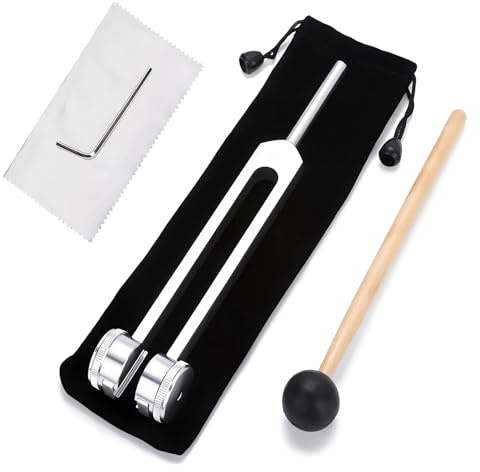 DHWEKU Horquilla de Afinación de 128Hz Diapasón de Aleación de Aluminio con Martillo de Silicona y Herramienta de Reparación Ofrece Respuesta de Frecuencia Precisa