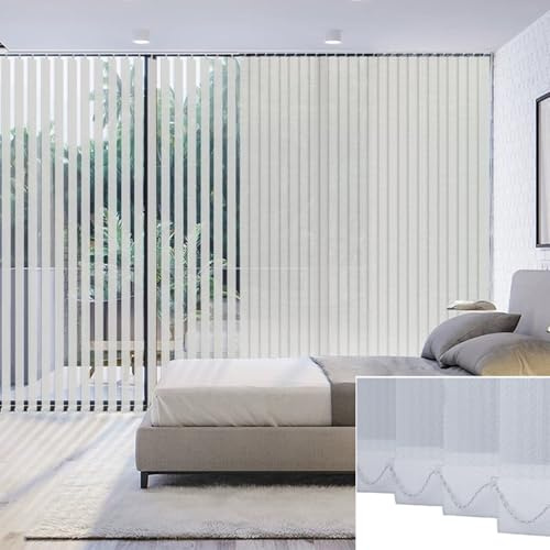 Persiana Veneciana Opaco Cortina de Láminas Verticales Translúcida,Estores Térmico de Tela Blancas 98mm,para Ventanas,Oficina o Hogar,con Accesorios,Personalizable,Ancho x Alto (150cm x 260cm)