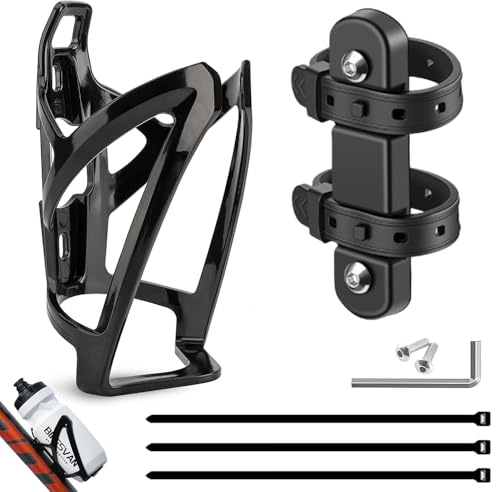 Porte-Bouteille de Vélo, Porte-Gobelet de Vélo Porte Bidon Velo avec Base de Montage pour Cage, Léger Résistant, pour VTT et Velo de Route (Noir 1)