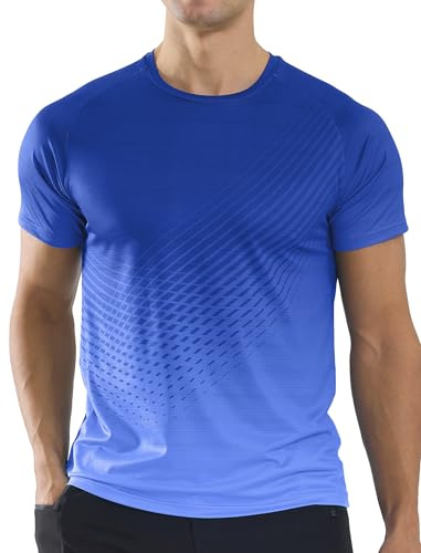 Men’s T-Shirts Gym Running T Shirts for Men Moisture Wicking Athletic Sport Breathable Tops Quick Dry Short Sleeve Workout T-Shirt Dark Blue 2XL