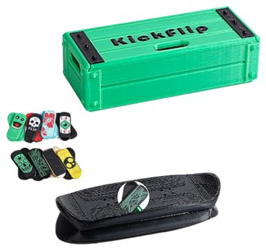 Générique Mini Fingerboard magnétique - Fun, Mini Skateboard de Poche, Fingerboard Professionnel imprimé en 3D avec Obstacles Finger Surfboard, Voyager et Jouer au Bureau. (Green Black)