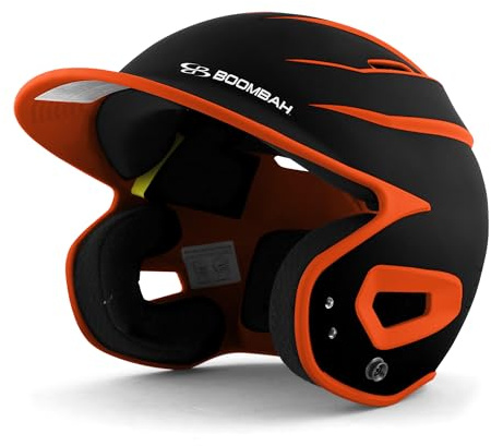 Boombah DEFCON Sleek Profile Matte Two Tone Batting Helmet (CS) NOCSAE Black/Orange - Size Senior 7 - 7 3/4