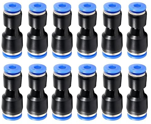 Lot de 12 raccords pneumatiques droits réducteurs à emboîtement rapide (4 mm à 6 mm), raccords réducteurs à dégagement rapide pour compresseur d'air et systèmes pneumatiques
