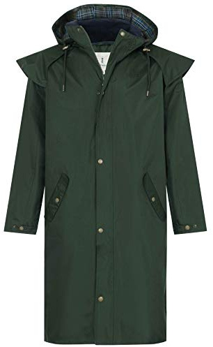 LightHouse Men's Stockman Waterproof Raincoat - Long Lined Windproof Outdoor Coat with Detachable Hood - Duffel - XL