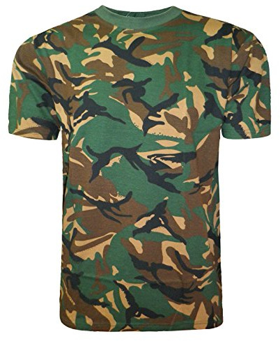 KNWER CLOTHING Mens Camouflage T Shirt CAMO Army Combat Military Hunting Fishing TOP Vest M-XL[Green Camo,L]