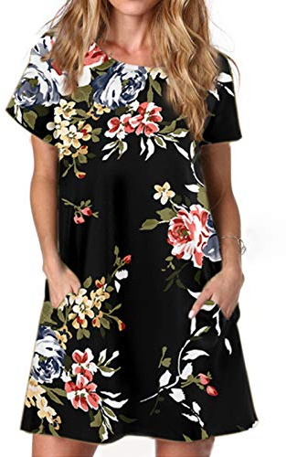 Ancapelion Women's Casual Loose T Shirt Dresses Short Sleeve Mini Summer Tunic Dress for Women