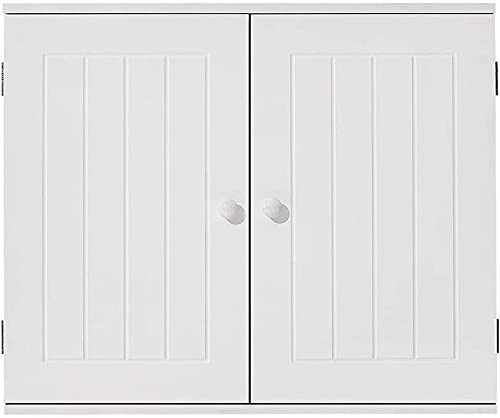 Panana White Bathroom Wall Cabinet, Wall Mounted Storage Cupboard Unit Wall Hung, Medicine Cabinet with 2 Door and Adjustable Shelves, Cupboard