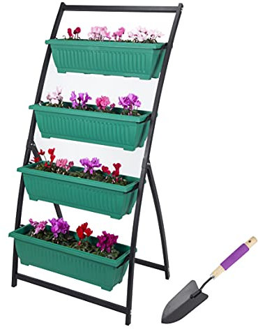 Coilyhill Fioriera verticale rialzata da giardino, a più livelli, per uso esterno, fioriera rialzata per piante sane, fioriera verticale salvaspazio, ideale per erbe, fiori e verdure, verde