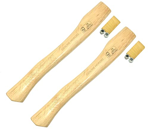 BRUFER 203652-2 Genuine Hickory Wood Replacement Handle for Camp Axe - 14 Complete Set with Wooden and Steel Wedges (14 - 2 Pack)