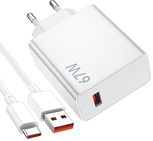 67W USB Ladegerät mit Typ C Kabel für Xiaomi Redmi Note 14S 13 12 Pro 5G,USB Netzteil Stecker Ladestecker Schnellladegerät Adapter Netzstecker für Xiaomi 14T 13T 13 Lite 12S Ultra Poco X6 X5 Pro