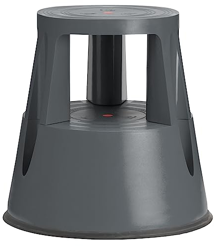 Ameco Rollhocker Elefantenfuß – Tritthocker – Doppelstufe - Werkstatthocker - Bürohocker - Arbeitshocker - Stabiler Hocker - Rollen - Stufenhocker - Stephocker - Kunststoff - Dunkelgrau