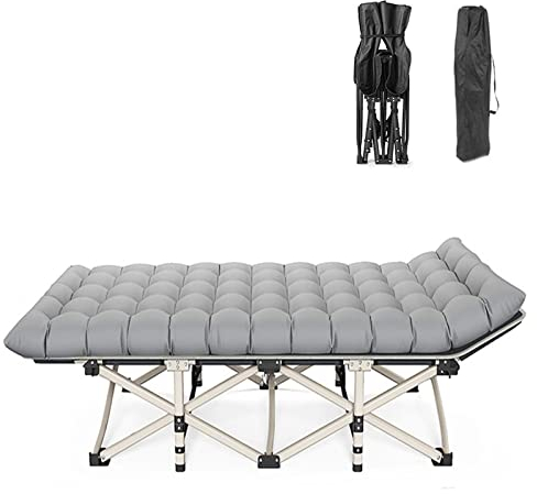 BUJOG Campingbetten für Erwachsene, zusammenklappbares Campingbett, zusammenklappbares Schlafbett im Freien, Liegestühle, Camping im Freien und Mittagspause im Innenbereich,A,188x71x37cm
