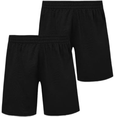 Integriti Schoolwear (Pack of 2) Boys School Football Shorts PE Running Gym Sports 3-16 Years Black