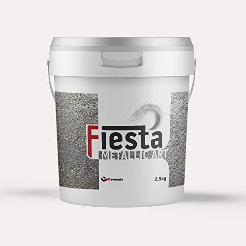 Natural Silver Rich Textured Metallic Effect Decorative Paint FIESTA for Interior Walls - 1 KG - Textured Special Production (Silver Rich - Textured - Tintable, 1 KG)