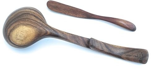 Lustiger Chef Cuchara para masa de galletas y cuchara de helado, plato y cuchillo de madera 100 % duradero, anticongelante para servir sorbete de gelatina, control de porciones de 3 cucharadas/1.5
