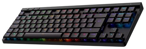Logitech G G515 LIGHTSPEED TKL de perfil bajo Teclado para gaming inalámbrico, RGB LIGHTSYNC, diseño fino sin teclado numérico, teclas de PBT, interruptores mecánicos táctiles, QWERTY Español - Negro