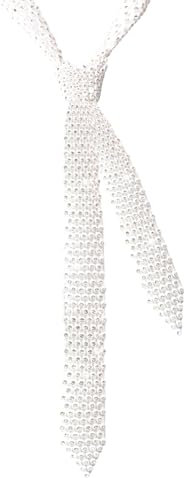 Luckyvestir Lange Damen-Krawatte mit Strasssteinen, Punk-Krawatte mit funkelnden Kristallen, für Hemd, Party, Abschlussball, Hochzeit, Cosplay, Weiss/opulenter Garten, 51 X 1.2