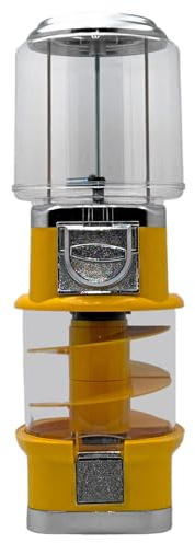Mini Spiral tuggummiautomat och godisautomat, varuautomat med glidbana för små runda artiklar, attraktiv försäljningsautomat för barn, robust sötsaker utan el (gul)