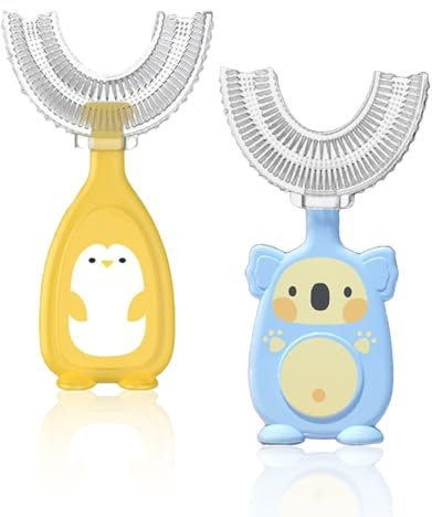 WUSJC 2PCS Spazzolino da Denti a Forma di U, Spazzolino da Denti a Forma di U per Bambini, spazzolino Manuale per Pulizia a 360°