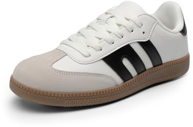 DREAM PAIRS Retro Damen-Sneaker mit veganem Obermaterial, atmungsaktivem Mesh-Futter,Size 39,Weiss,DWUMFN2550