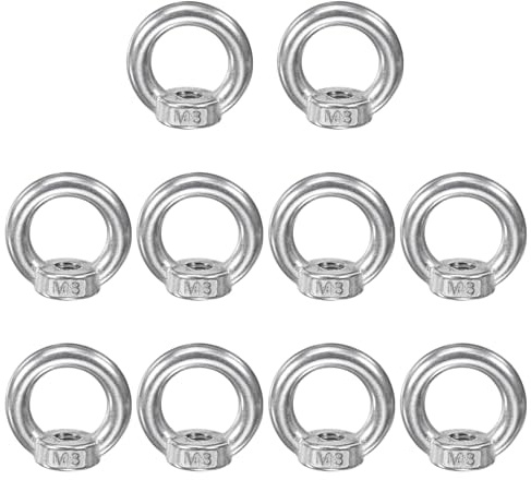 M METERXITY 10 Pcs Dado Ad Occhio Di Sollevamento M8, 304 Acciaio Inossidabile Dado Filettato Ad Anello Metrico Per Appendere Lampadari Luci E Altro [Tono Argento]