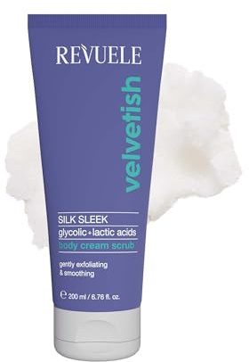 Revuele Silk Sleek Körperpeeling-Creme mit Glykol- & Milchsäure – Sanftes chemisches & physikalisches Peeling für glattere Haut, 200 ml