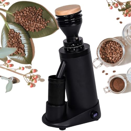 Professionell Kaffekvarn med 64mm Platt Malskarv, Steglösa Malinställningar Elektrisk Kaffekvarn, Justerbar Timer 20 Sekunder Flat