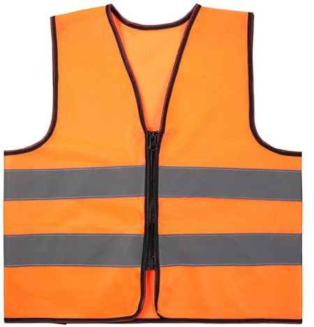 HekouJiub Chaleco Reflectante para Niños, Chaleco de Seguridad de Alta Visibilidad con Dos Líneas Reflectantes para Disfraz de Construcción, Ciclismo y Esquí (Naranja)