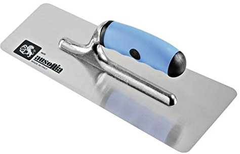 AUSONIA - TALOCHE pour STUC avec Lame en Acier INOX TRAPÉZOÏDALE À Bords ARRONDIS 24X11 ET Manche en Caoutchouc BI-MATIÈRE