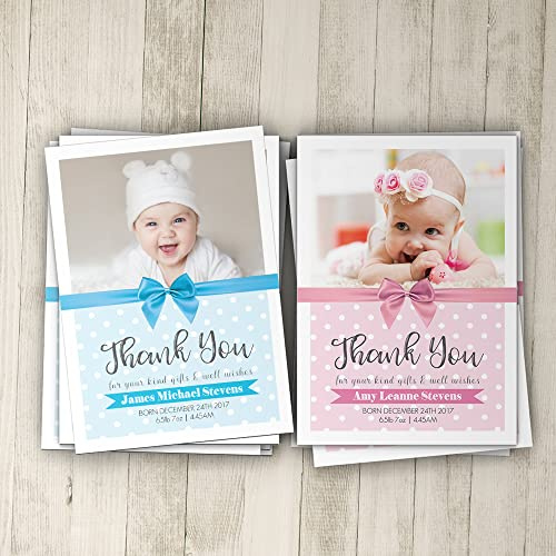 Baby Thank You Cards, Personalised, Birth Announcement, Girl or Boy Thank You Cards (Design 16)