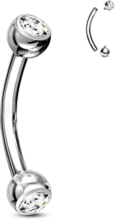 COCHARM G23 Solid Titanium 14G Belly Button Rings CZ Cute Internally Threaded Hypoallergenic Belly Piercing Navel Rings