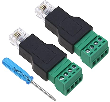 ECSiNG 2 Pezzi RJ11 Pubblico A 4 Pin Femmina Connettore Linea Telefonica Con Cacciavite RJ11 Adattatore Terminale A Vite Accessori Elettrici In Plastica