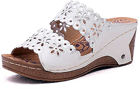 azaz Sandales Compensées Femme Mules Femmes À Bout Ouvert Chaussure Ete Sandales À Plateforme Épaisse À Talons Hauts Mules Chaussons Style Romain Femme Confort Chausson Antidérapantes Pas Cher