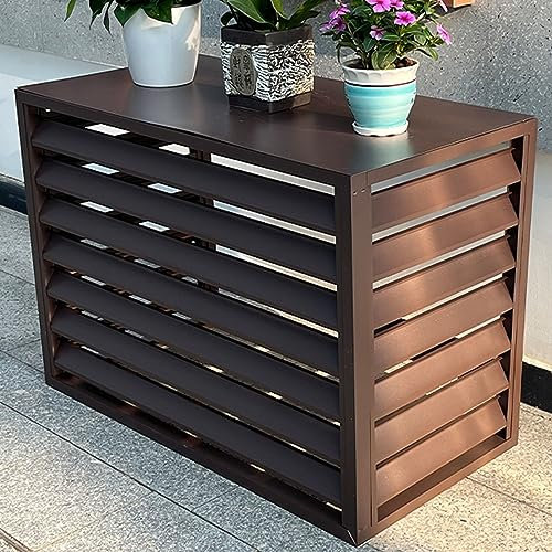 Aluminum Air Conditioner and Heat Pump Cover , Mini Split Air Conditioner Cover for Outside Units , fence to hide air conditioner , outer materia , Suitable for indoor and outdoor ( Color : Brown flat