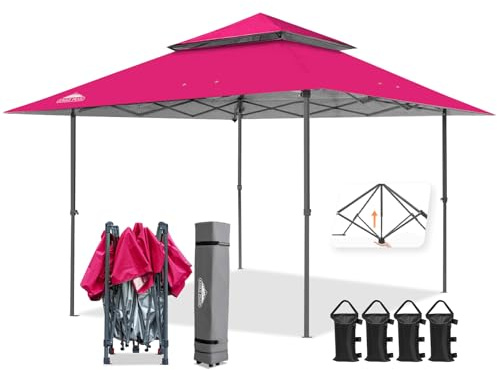 Eagle Peak - Cenador de jardín (4 x 4 m, Exterior, con ventilación, Doble Techo, Impermeable, para pabellón, Carpa de recia, Color Rosa Oscuro