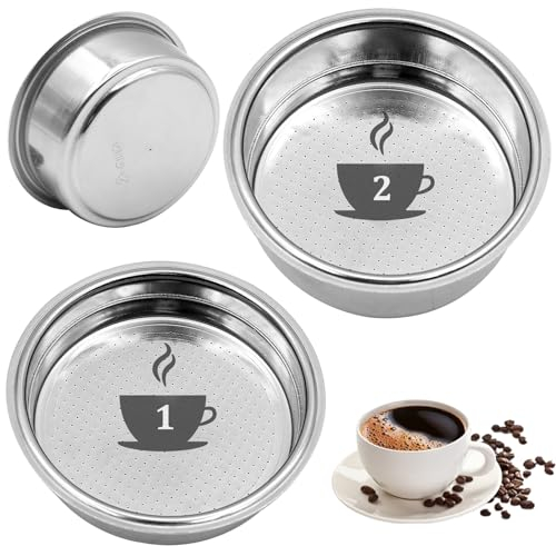 Scettar 2 Piezas 51mm Filtro de Café de Acero Inoxidable 1 y 2 Tazas Canasta de Filtro Presurizado de Doble Capa Canasta de Filtro Expreso de Compatible con Cafeteras Cecotec Ufesa Breville