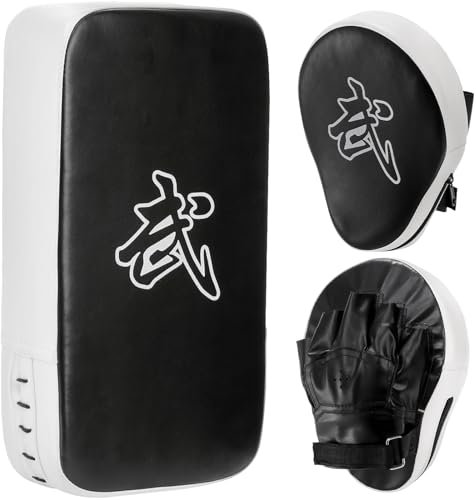 WUWEOT 2-in-1 Boxhandschuhe Kickpack Set, Boxhandschuhe Focus Pads und Taewondo Kick-Pad, verstellbares weiches Schild langlebige Trainingspads Set für Boxen, Kickboxen, Karate, Muay Thai, MMA