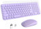 XTREMTEC kabellose Tastatur und Maus,Retro runde Schreibmaschine Tastatur,Slim Funktastatur leise Set,USB 2.4GHz Verbindung,kompakte Tastatur für Laptop,iMac,Windows,PC (Flieder)-Deutsche Tastatur