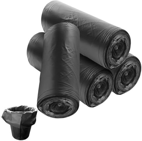 60 sacchetti per la spazzatura, 50 l, 60 x 80 cm, grande borsa per la spazzatura con cordino e manici, sacchetti ecologici con cordino di trazione, resistenti agli strappi e liquidi per la maggior