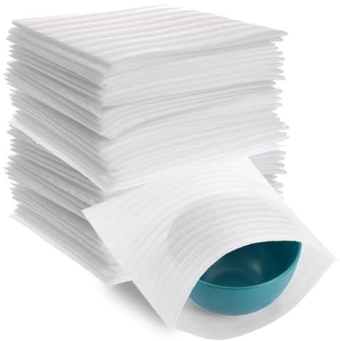 Schaumstoff Verpackungsmaterial, 50Stk Schaumfolie,300 × 300 × 1 mm Luftpolsterfolie Umzugskartons, Verpackungsmaterial Luftpolsterfolie, für Kartons Umzug Geschirr Gläser Weinflaschen Versand