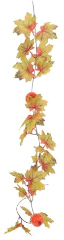 MAGICLULU Simulation Maple Leaf Pumpkin Rattan Garland Autumn Decor for Home Halloween Thanksgiving Decoration Cloth for