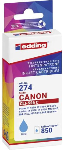 edding Druckerpatrone ersetzt Canon CLI-526C Kompatibel Cyan EDD-274 18-274-01
