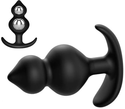 YILUQIFLY Silicone Plug Anal avec 2 billes en acier Sex Toys Femme Débutante Anus Homme Butt Plug pour Femmes Hommes Couples Stimulation du point G de la prostate (S)