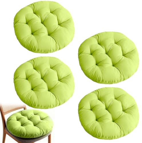 LOMUG Set med 4 sittdynor utomhus rund 30 cm golvkuddar rund tvättbar sittdyna, stolkudde, stoppning dyna för utomhus, inomhus, trädgårdsstol, kontor, konferensrum, matstol (äppelgrön)
