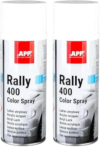 APP Rally 400 Color Spray - Bombe de peinture blanche brillante | Peinture acrylique en spray | Bombe peinture blanche brillante pour toutes les surfaces avec une haute couverture | 400 ml (Lot de 2)