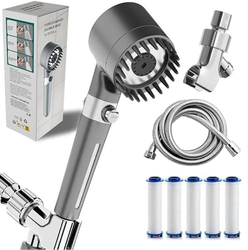 Drivse Showerhead, 2026 NEW Shower Head with Handheld 59in Hose/Bracket, Adjustable Filtered Showerhead with 5 Filter Replacements, Built-in Flash Mode for Bathroom Cleaning