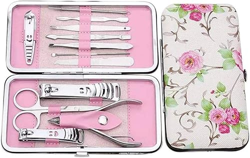 Set de cortauñas. Set profesional de cuidado uñas - Kit manicura y pedicura acero inoxidable con estuche