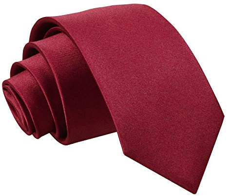DQT - corbata de raso para niños de 8 años y más, formal, para boda, lisa Rojo granate Talla única