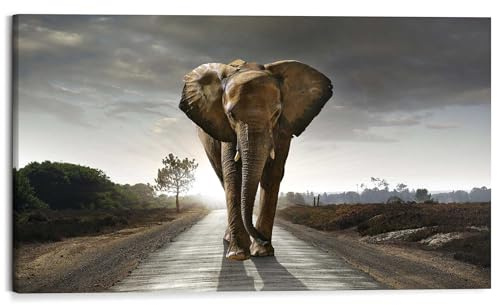 REINDERS Wandbild, Elefantenkönig, Wohnzimmer, Wandbild, Wanddeko, Room Decor, MDF, Braun, 70 x 118